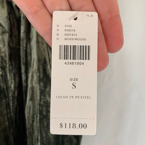 New Ett Twa Anthropologie Pants Women's Small Green Velvet Pull On - Picture 2 of 8